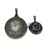 Painted Aluminum Skillet & Clock