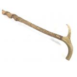 Twisted Wood Cane w/ Antler Handle