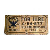 NRA Code Trucking Plate