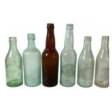 6 Glass Bottles Indiana Late 19th Early 20th C.