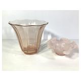 Wide Mouth Pink Glass Vases