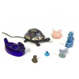 Stained Glass Turtle Lamp And Hens +