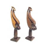 Wood African Lady Bust Pair