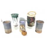 Studio Art Pottery Vase Wine Cooler Tumblers