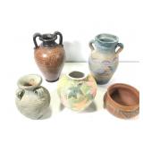 5 Glazed Ceramic Vases