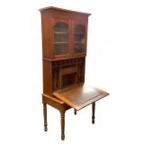 Large Plantation Desk w Glass Doored Shelf