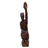 Wood Carving Man Playing Drum by Geconte