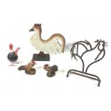 Roosters Wooden Metal Ceramic