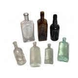 7 Apothecary Bottles 6" - 9 1/2" H