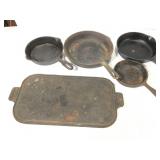 4 Cast Iron Skillets & Griddle