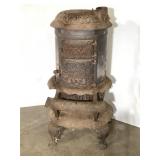 Round Oak Cast Iron Wood Burning Stove