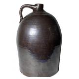 Lg Brown Ware Salt Glaze 4 Gal Jug 16 1/2"H