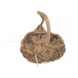 17" L 18" H Butt Basket  w Bent Wood Handle