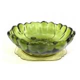 Green Glass Bowl & Depression Glass Plate
