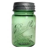 Unique Green Ball Mason Jar 5 1/2" H