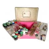 Plastic Sewing Box w Thread Zippers Craft Items +