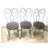 Metal Backed Wood Seat Chairs