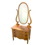 Vtg Wood Vanity/Dresser w 3 Drawers