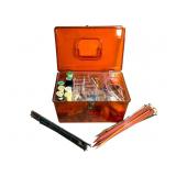 Plastic Sewing Box w Notions & Knitting Needles