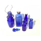 Blue Glass Bottles + Stopper