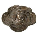 Art Nouveau Cast Metal Maiden Pin Dish Tray