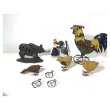 Metal Garden Art Rooster Chicks Bear+