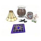6 Stained Glass Shades Vase +
