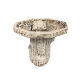 Concrete Trunk Shaped Bird Bath Base & Small Top