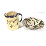 1996 Roseville Alpine Pitcher & Art Pottery Bowl