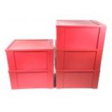 5 Red Plastic Shoe Boxes 11" x 14" x 7" 10/10