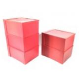5 Red Plastic Shoe Boxes 11" x 14" x 7" 9/10