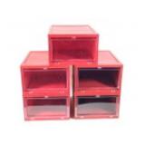 5 Red Plastic Shoe Boxes 11" x 14" x 7" 2/10