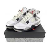 Air Jordan 4 Retro White/Blck/Cmnt Grey Mens 10