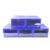 5 Blue Plastic Shoe Boxes 11" x 14" x 7" 4/9