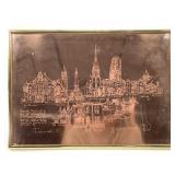 Copper Sheet Engraving of Indianapolis IN - Signed