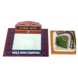 Chicago Cubs Painted Glass & Wrigley Field Statue