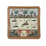 Painted Stove Board Outsider Folk Art Panel