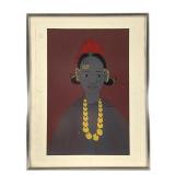 Gora Mbengue African Folk Reverse Painted Glass