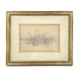 Drawing, 19th C Processional Framed Tarnopol Coll.