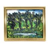 Alyne Harris Folk Art Landscape Acrylic 1990s