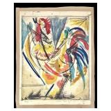 Marie Preble Gaidys (Hen) Color Etching 1950