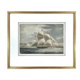 William J Huggins Marine Aquatint 19th C Framed