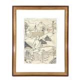 Bob Thompson Untitled Drawing Figures Landscp 1966