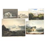 19th C British Watercolors, 5 Unframed BSA +