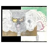 Signed Drawings w Printed Elements 1960s RWF