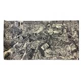 Joel Feldman 37" x 73" Woodcut, Plague Times