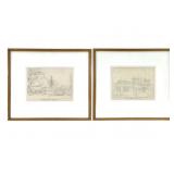 English School 2 Graphite Drawings on Paper