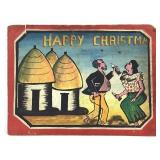 African Painted Folk Sign Happy Christma