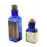 Apothecary Cobalt Blue Corked Bottle Pair