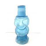 9.5" Satin Blue Glass Figural Man Bottle